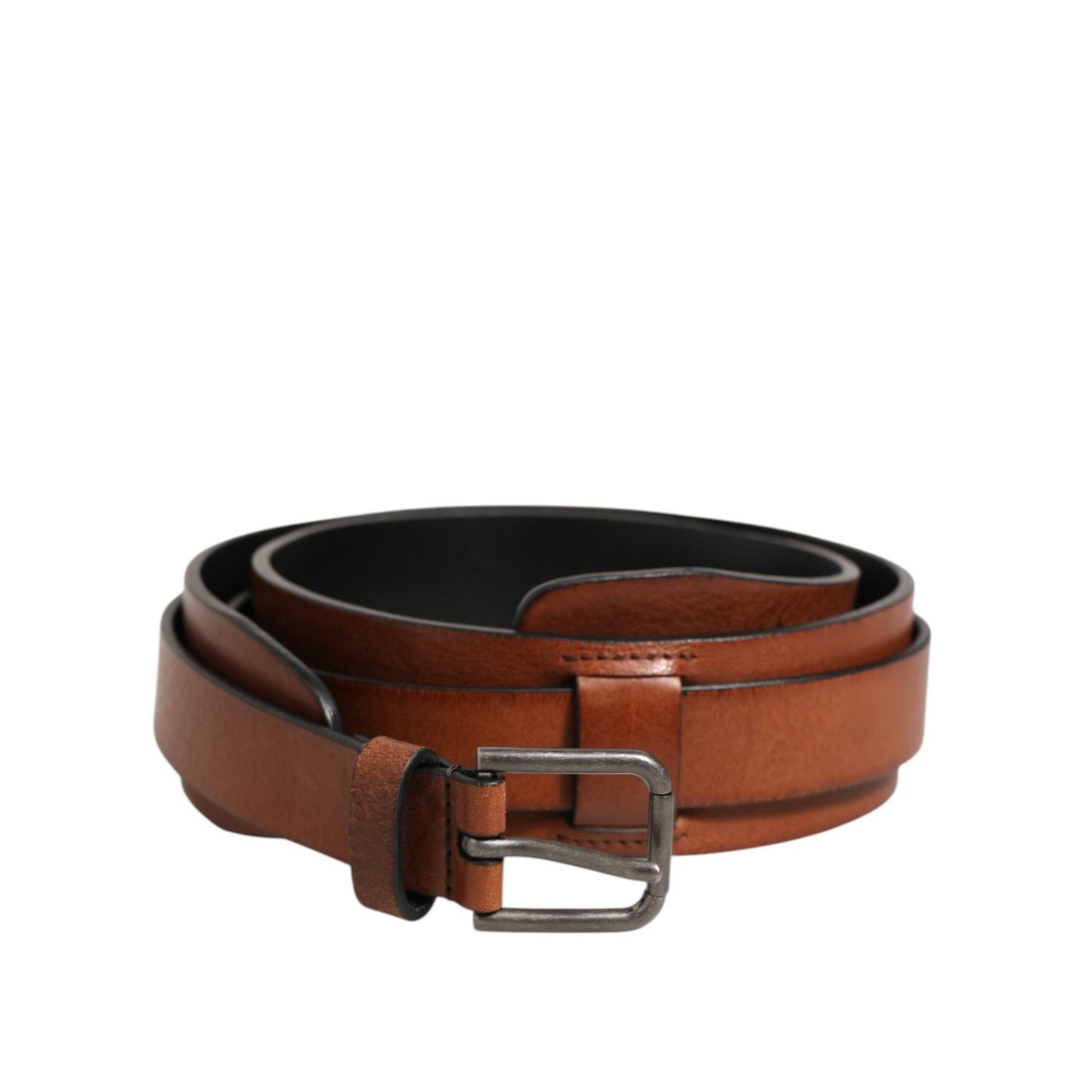 Dolce & Gabbana Brown Classic Gold Metal Logo Buckle Men Belt