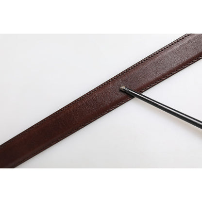 Dolce & Gabbana Brown Classic Silver Metal Logo Buckle Belt