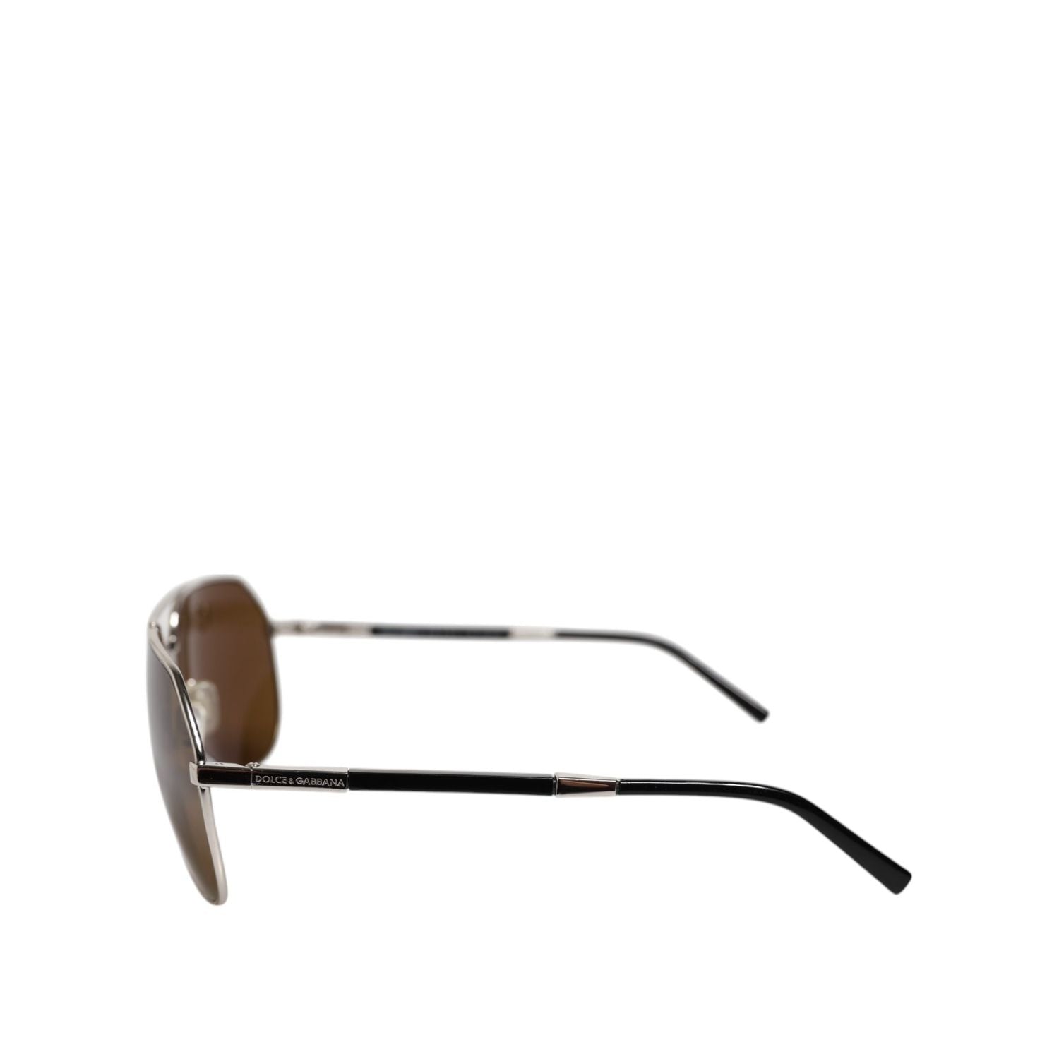 Dolce & Gabbana DG2073 Silver Steel Classic Pilot Brown Lens Sunglasses