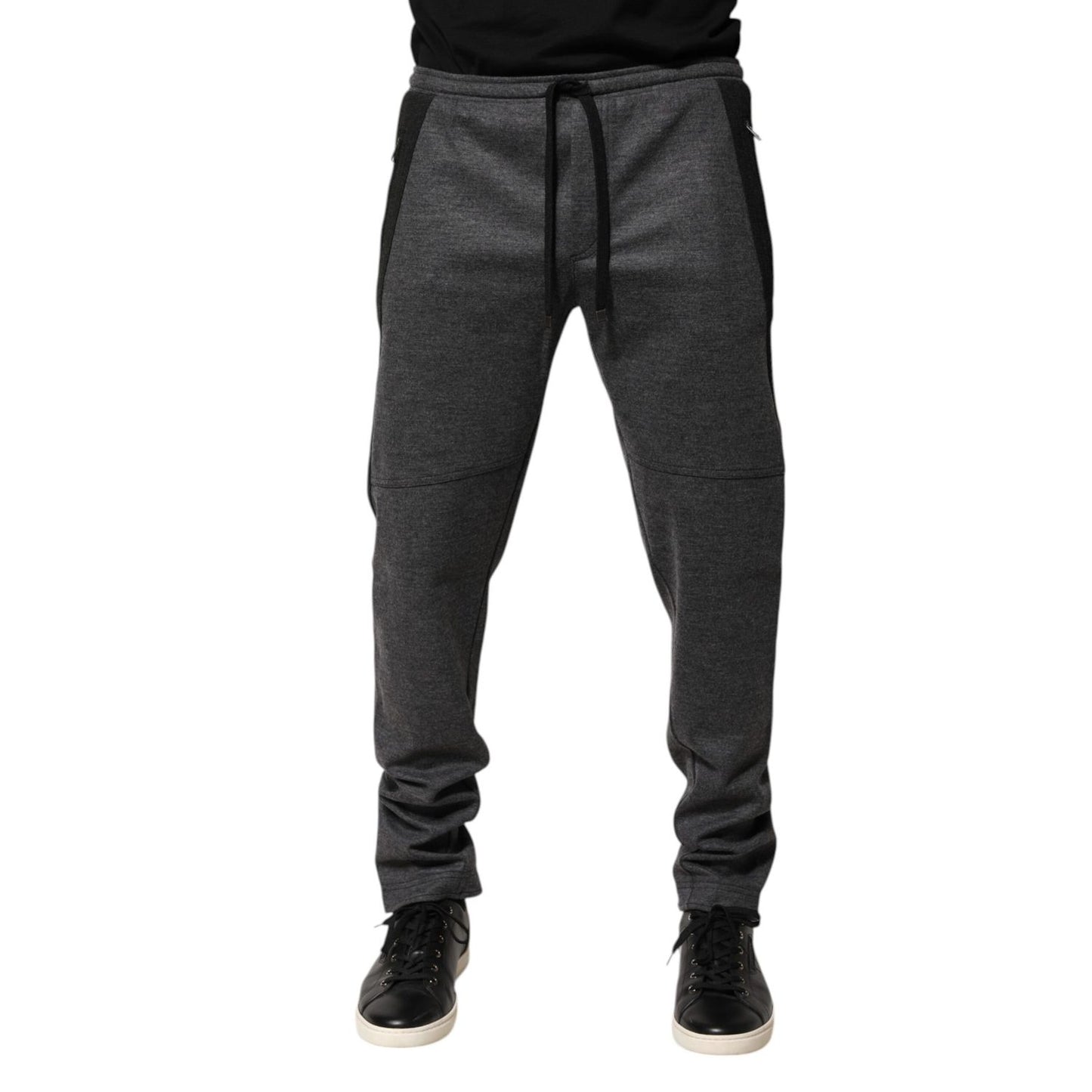 Dolce & Gabbana Gray Black Wool Blend Jogger Sweatpants Pants
