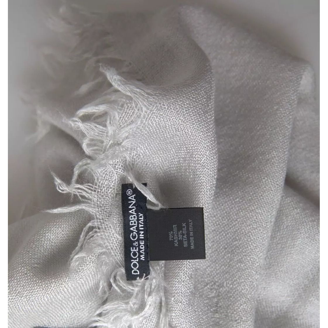 Dolce & Gabbana Gray Cashmere Wrap Shawl Fringe Scarf