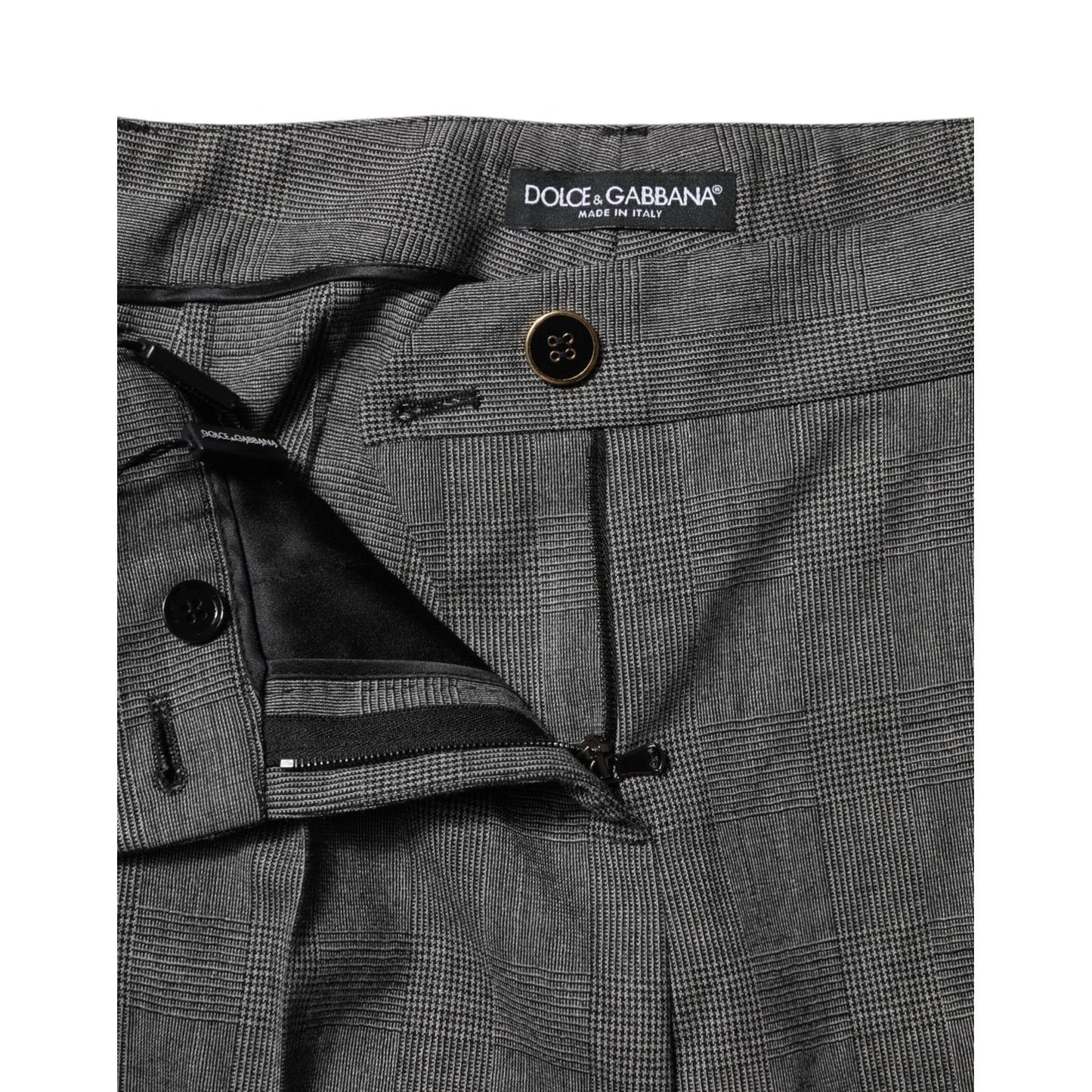 Dolce & Gabbana Gray Checkered High Waist Flared Pants