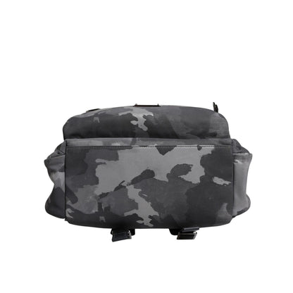 Dolce & Gabbana Gray Cotton Camouflage Logo Plaque Backpack Bag