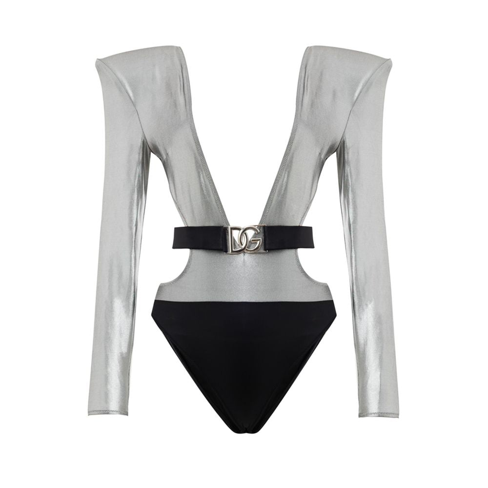 Dolce & Gabbana Gray Viscose One-Piece Swimsuit
