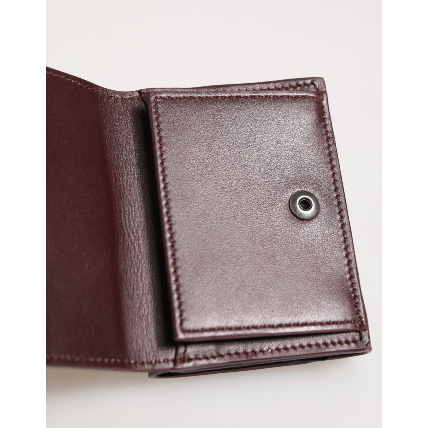 Dolce & Gabbana Leather Embossed Logo Trifold Men Card Holder Dark Brown
