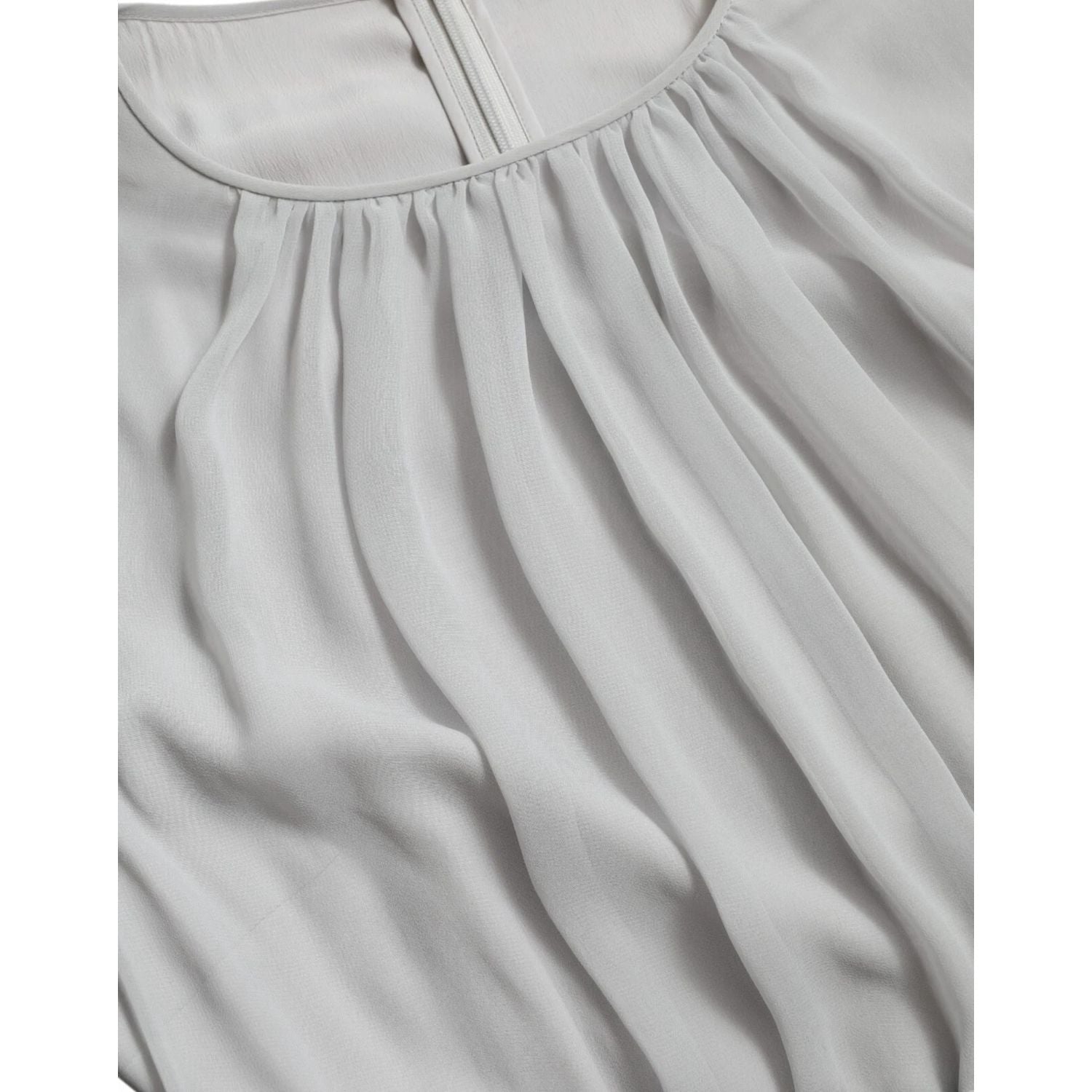 Dolce & Gabbana Light Grey Polyester Pleated Long Maxi Dress