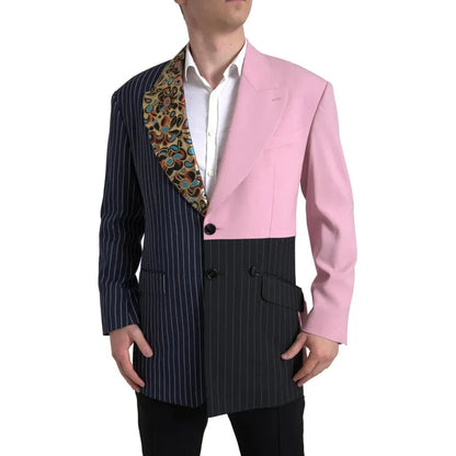 Dolce & Gabbana Multicolor Patchwork Single Breasted Blazer 1728,67345645728,Blazers - Men - Clothing,Blazers - Suits & Blazers - Clothing,Clothing,Dolce & Gabbana,IT44 | XS,Men,Men - Clothing,Multicolor,Preowned / Defect,Suits & Blazers - Clothing