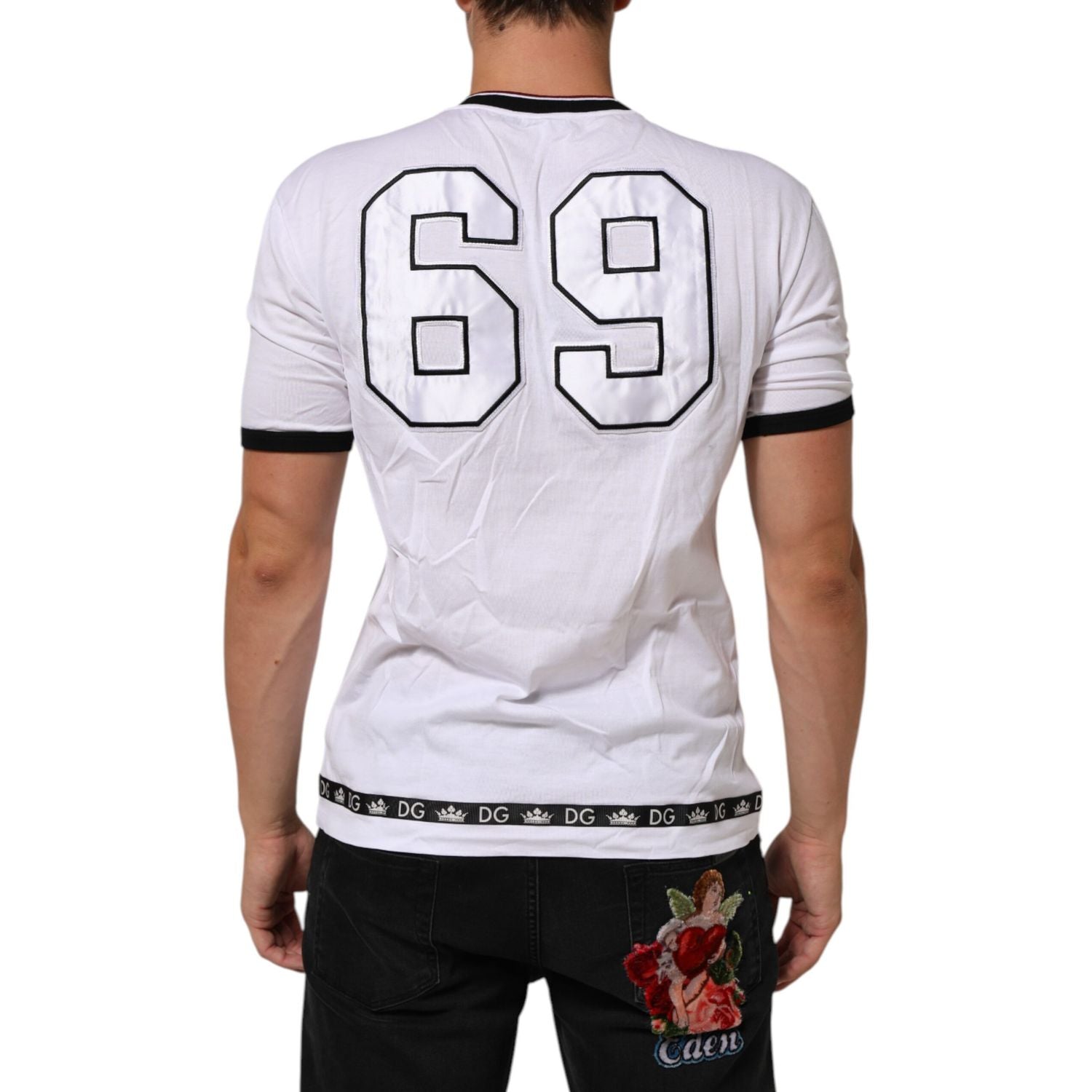 Dolce & Gabbana White Cotton Crown King Embroidery T-shirt