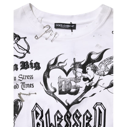 Dolce & Gabbana White Cotton DG BLESSED Printed T-shirt
