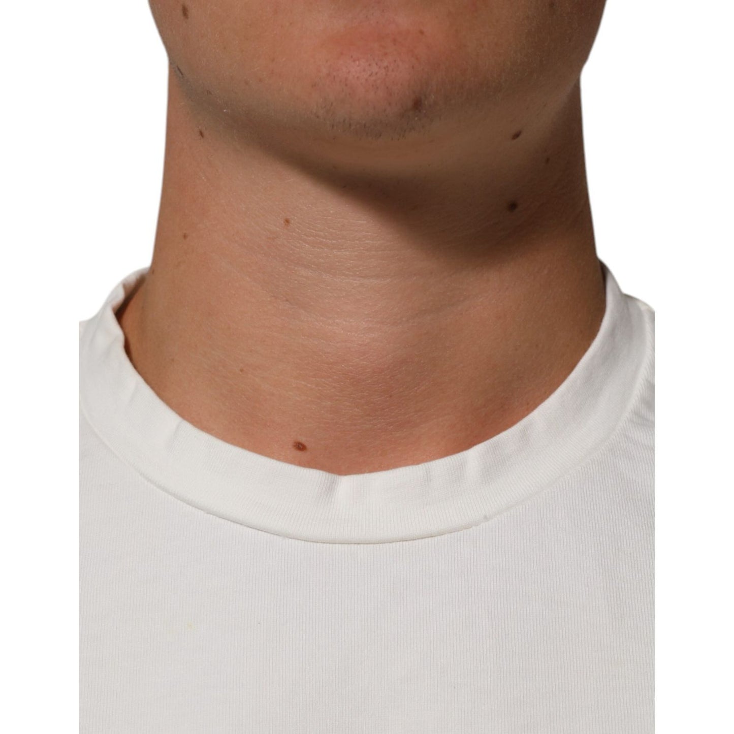 Dolce & Gabbana White Cotton Logo Print Crew Neck Men T-shirt