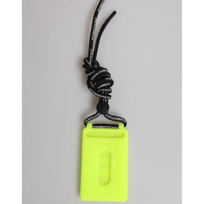 Dolce & Gabbana Yellow Green Rubber DG Embossed Adjustable Badge Holder
