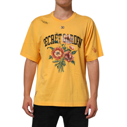 Dolce & Gabbana Yellow Secret Graden Floral Cotton CrewNeck T-shirt