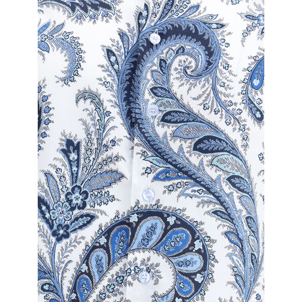 Etro Blue Cotton Pattern Shirt Etro