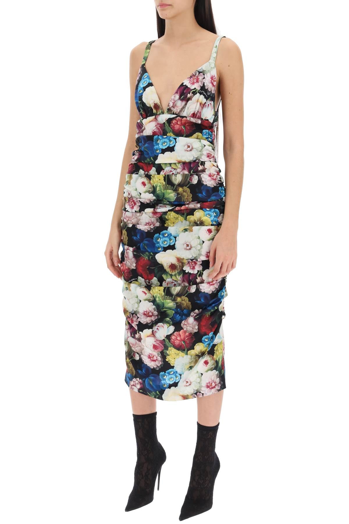 Dolce & Gabbana nocturnal flower draped midi dress Dresses Dolce & Gabbana