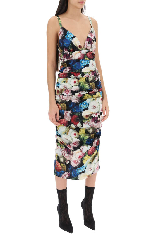 Dolce & Gabbana nocturnal flower draped midi dress Dresses Dolce & Gabbana