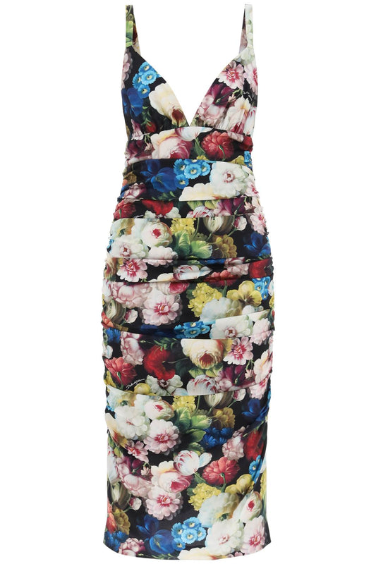 Dolce & Gabbana nocturnal flower draped midi dress Dresses Dolce & Gabbana