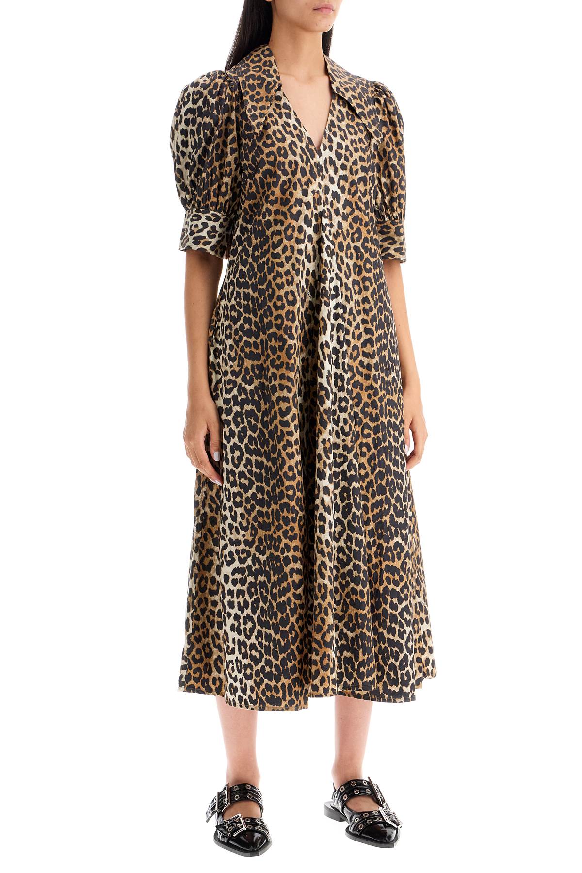 Ganni leopard print poplin dress Dresses Ganni