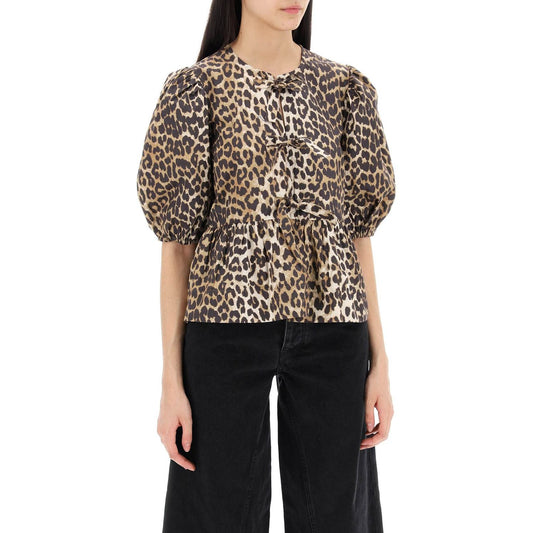 Ganni leopard print peplum blouse Topwear Ganni