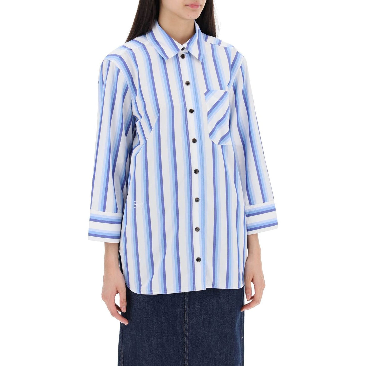 Ganni "oversized striped poplin shirt Topwear Ganni