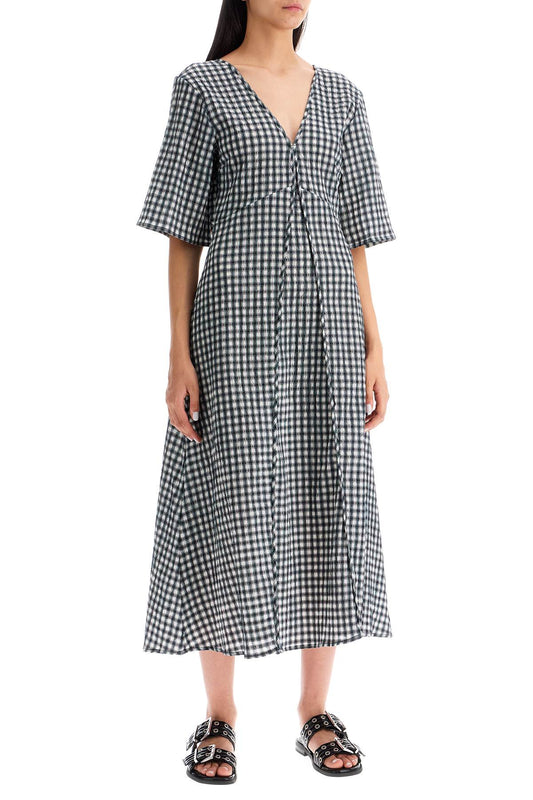 Ganni midi seersucker check dress Dresses Ganni