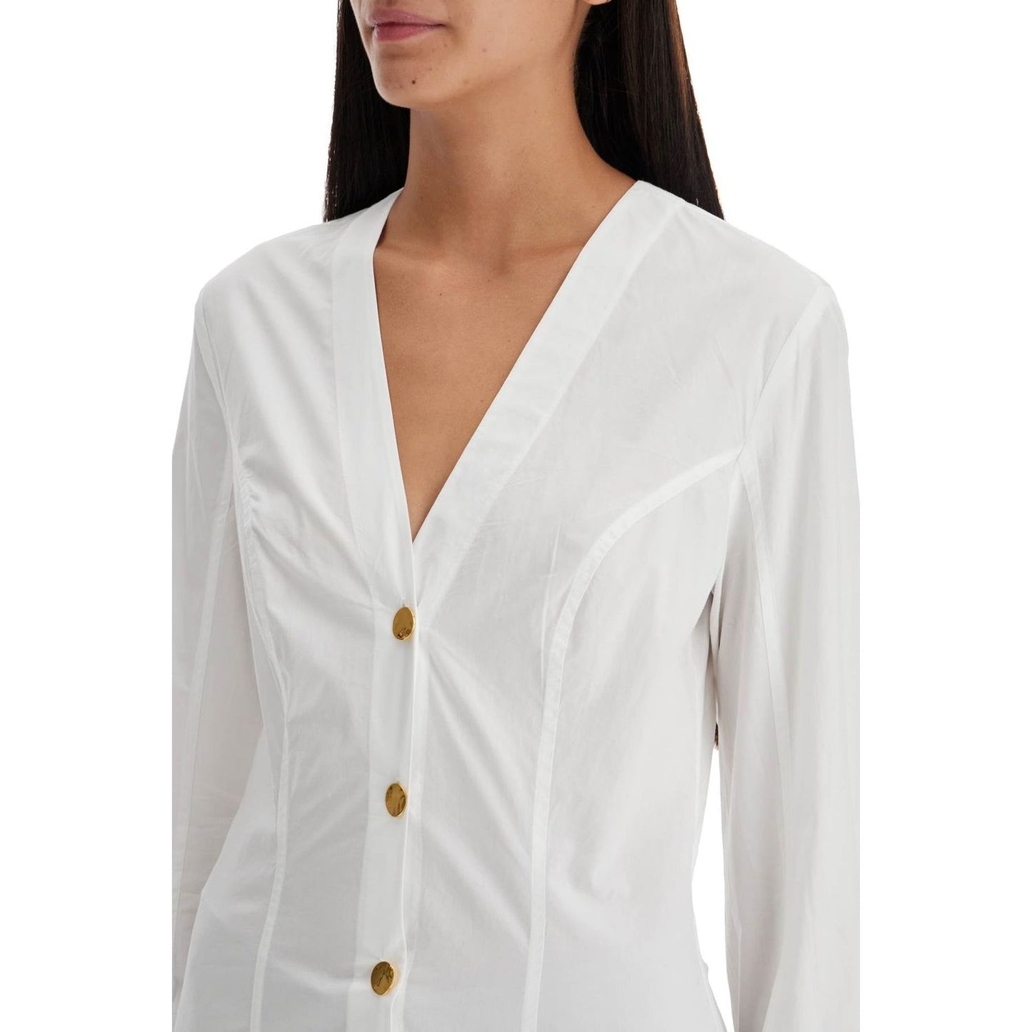 Ganni v-neck shirt with collar Topwear Ganni