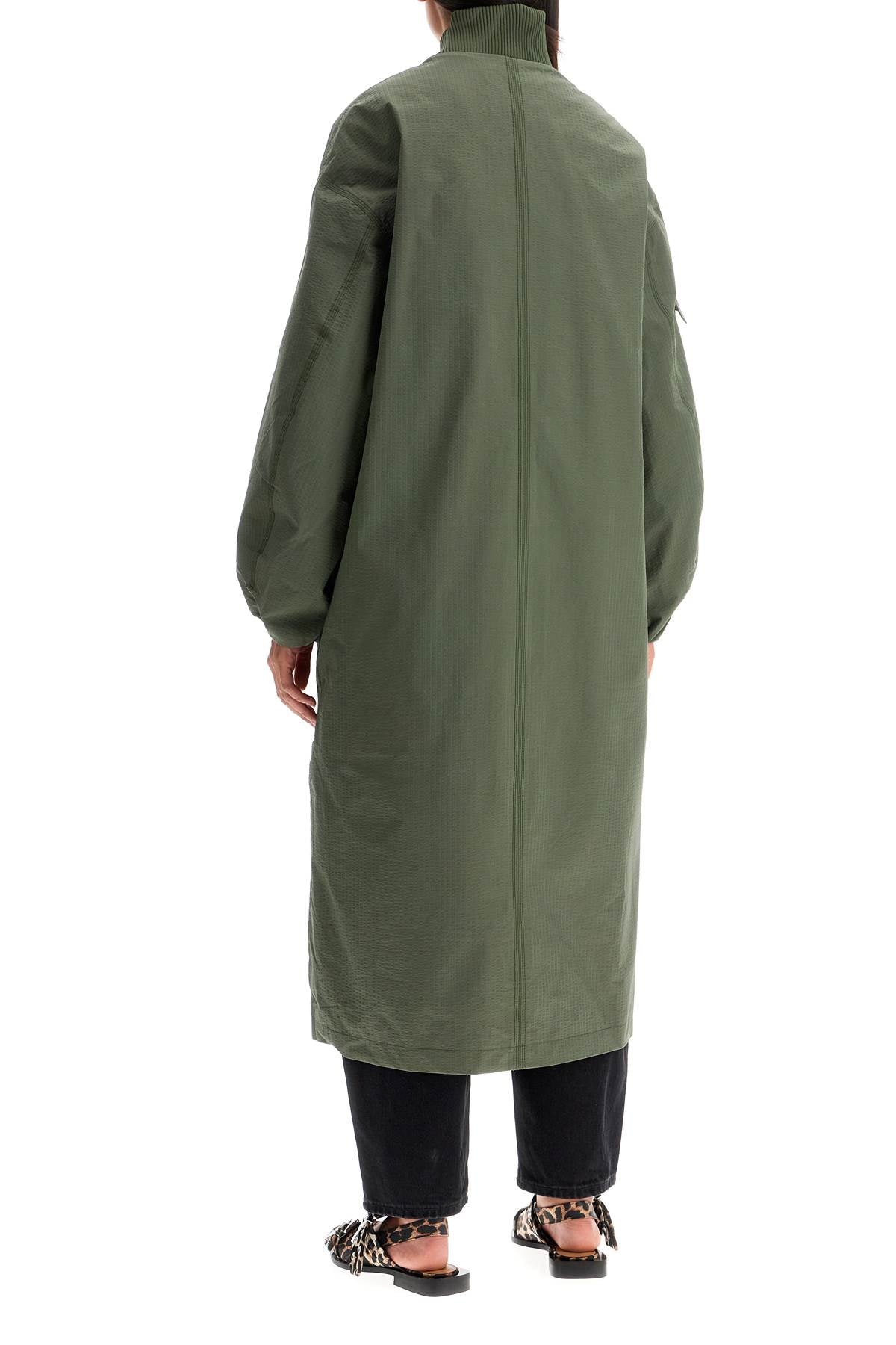 Ganni long tech seersucker trench Coats Ganni