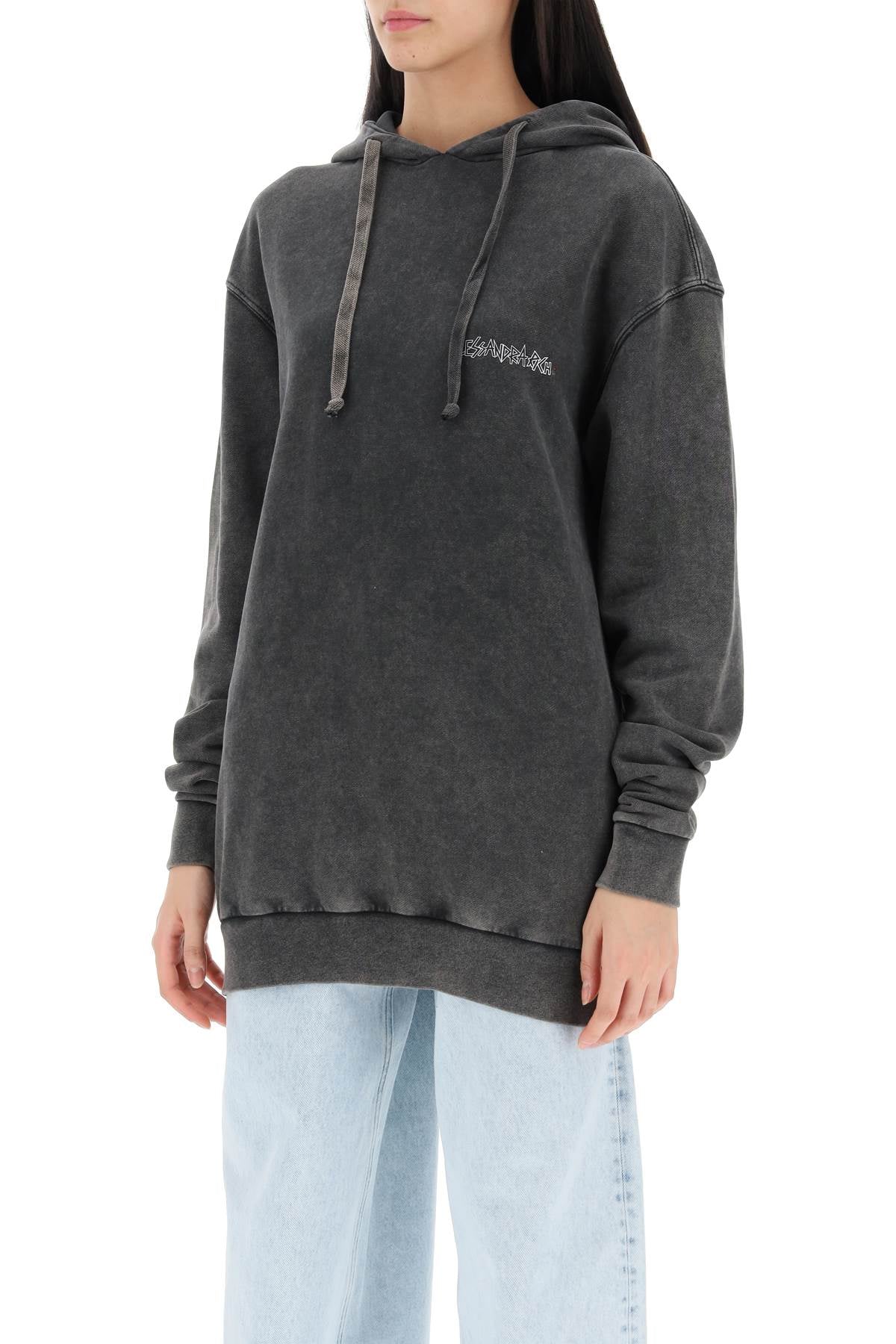 Alessandra Rich oversized hoodie with print and rhinestones Topwear Alessandra Rich