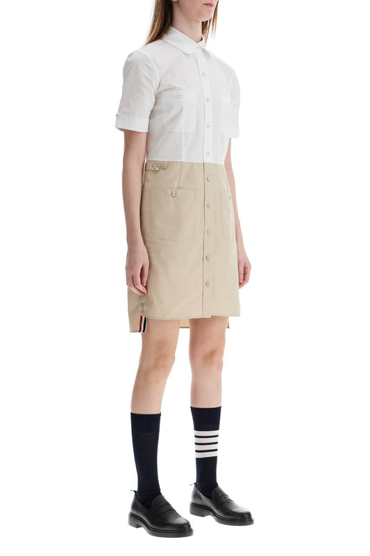 Thom Browne khaki typewriter cloth dress with striped logo Dresses Thom Browne