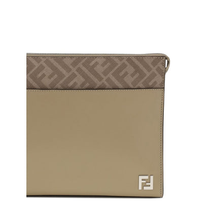 Fendi Beige Leather Clutch Bag Fendi