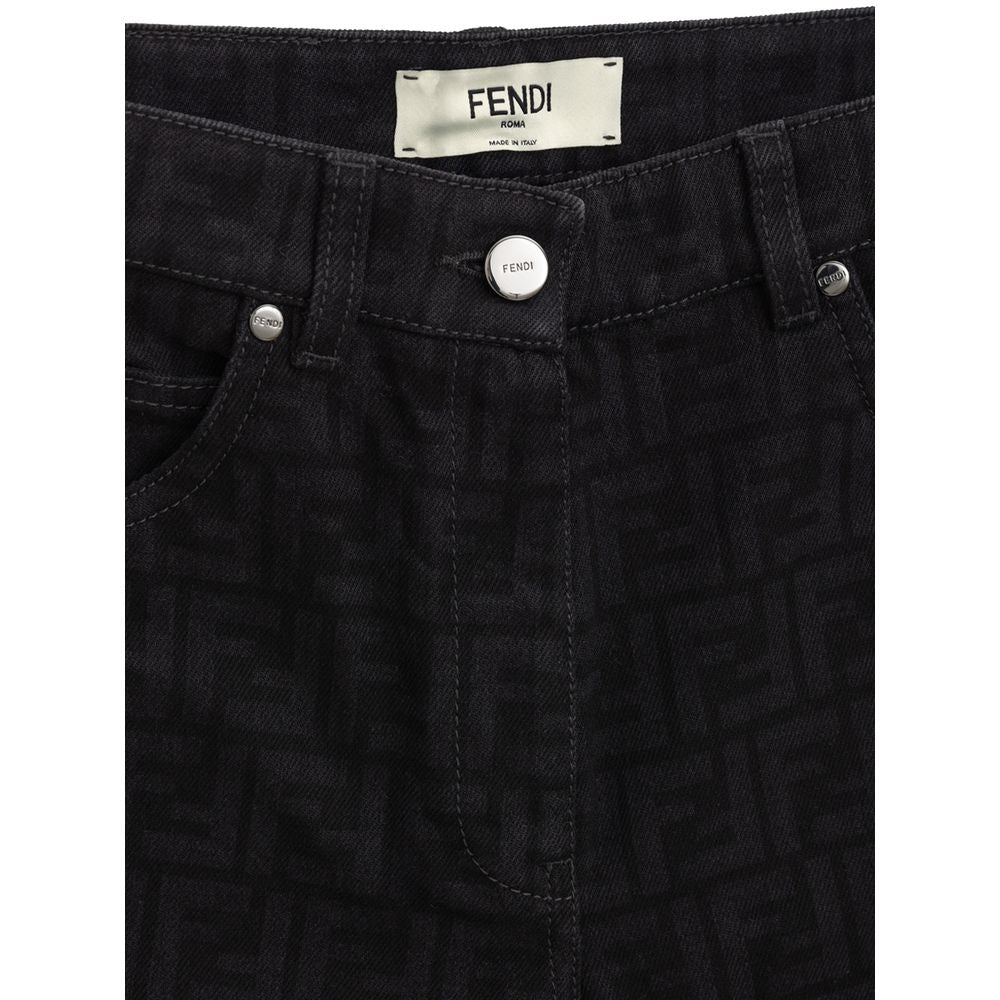 Fendi Black Cotton Slim Fit Jeans Fendi