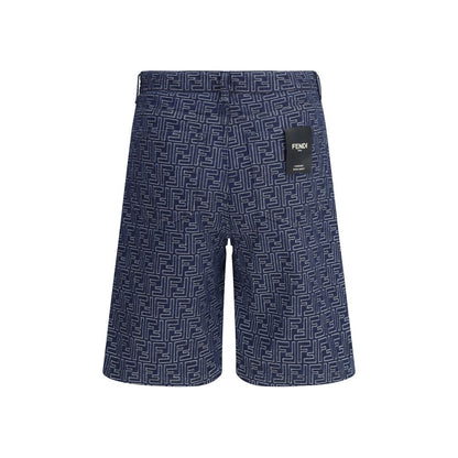 Fendi Blue Cotton Bermuda Shorts Fendi