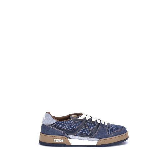 Fendi Blue Cotton Low Top Sneakers Fendi