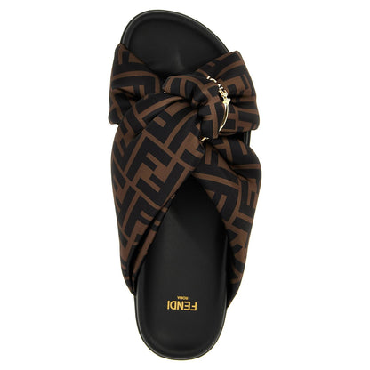 Fendi Brown Polyester Slides