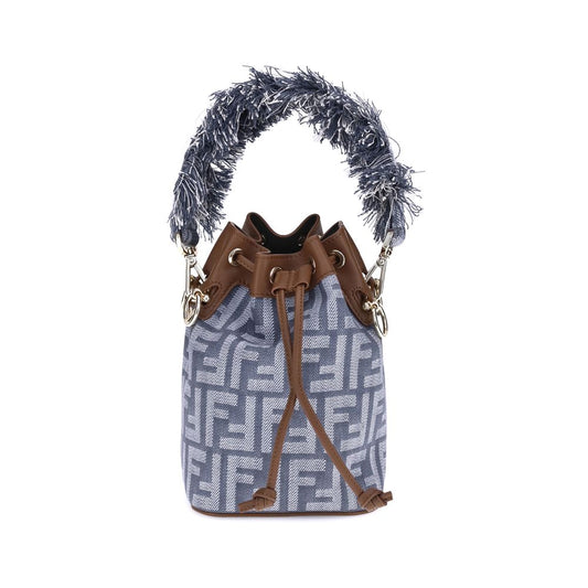 Fendi Light Blue Cotton Shoulder Bag Fendi