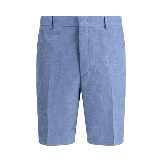 Fendi Light Blue Linen Bermuda Shorts Fendi
