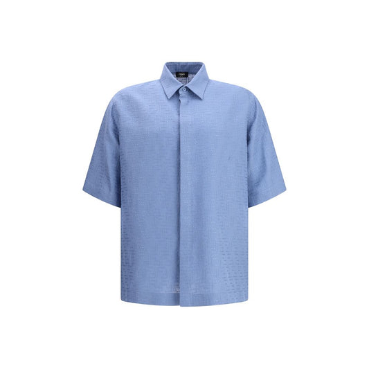 Fendi Light Blue Linen Shortsleeve Shirt Fendi