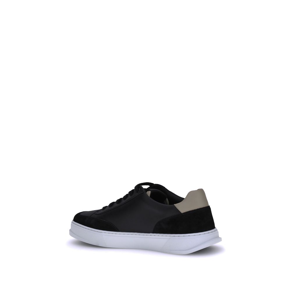 Ferragamo Black Calf Leather Bos Taurus Low Top Sneakers Ferragamo