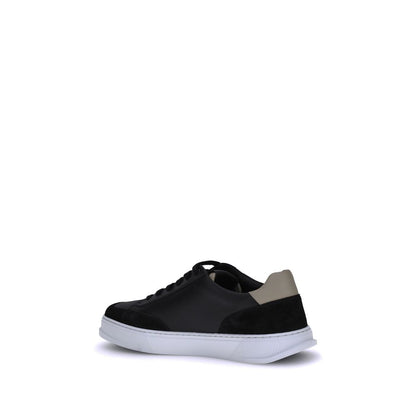 Ferragamo Black Calf Leather Bos Taurus Low Top Sneakers Ferragamo