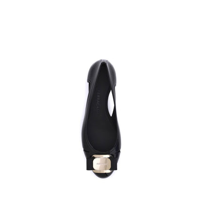 Ferragamo Black Rubber Ballet Flats Ferragamo