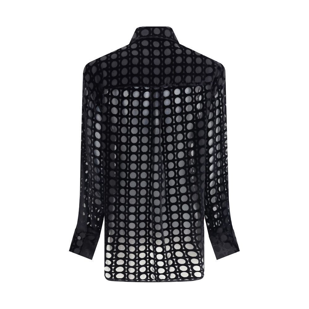 Ferragamo Black Silk Pattern Shirt Ferragamo