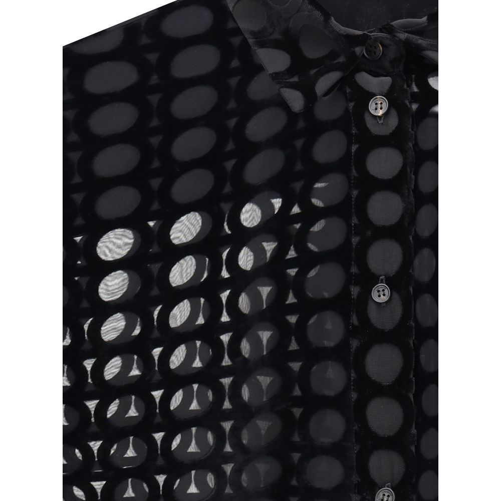 Ferragamo Black Silk Pattern Shirt