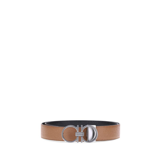 Ferragamo Brown Calf Leather Bos Taurus Regular Belt Ferragamo