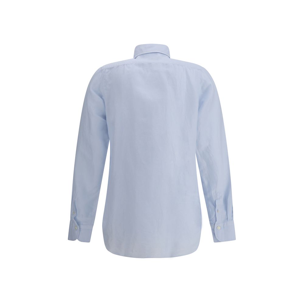 Finamore Light Blue Linen Dress Shirt Finamore