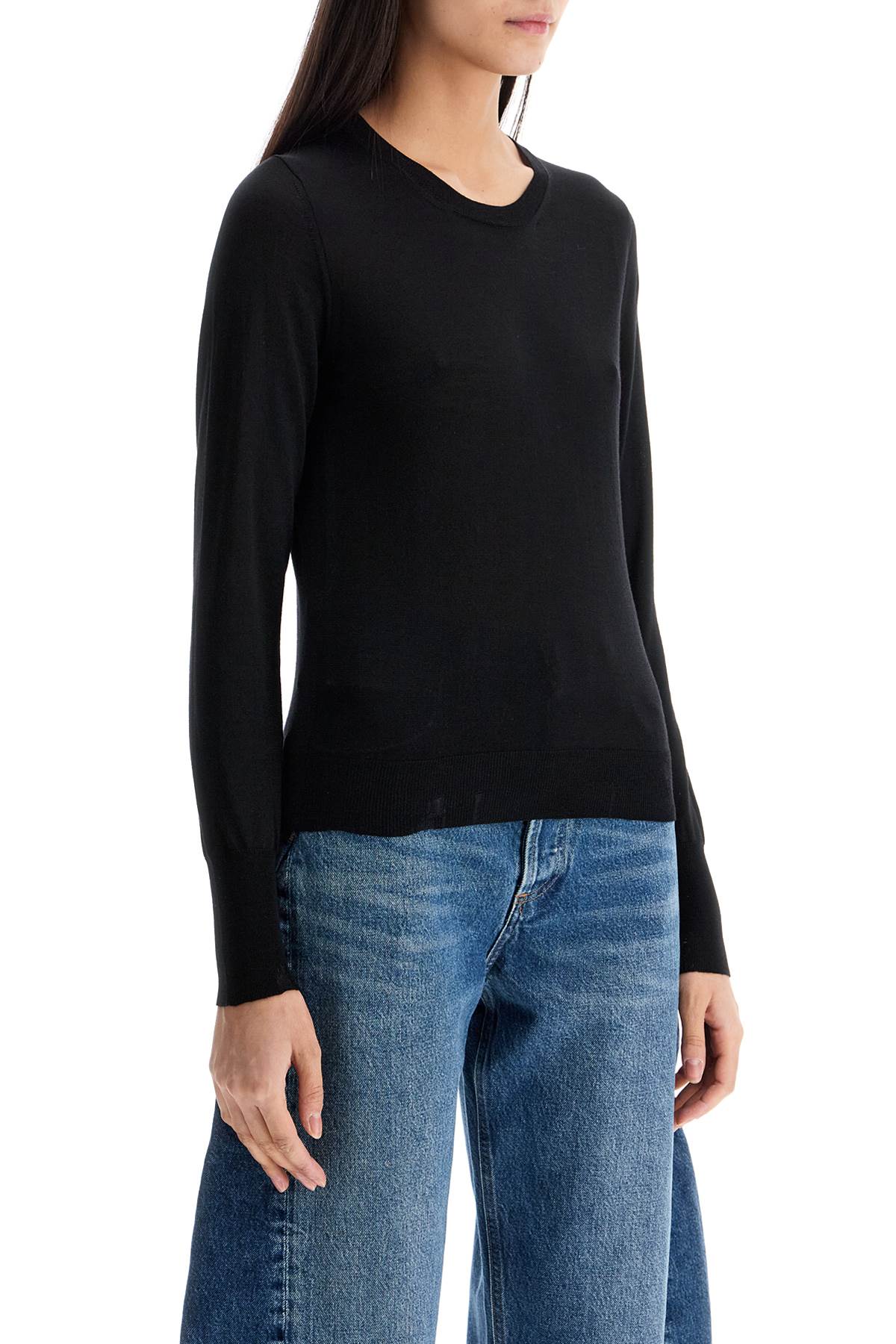 Golden Goose black merino wool sweater with golden applications for women Knitwear Golden Goose