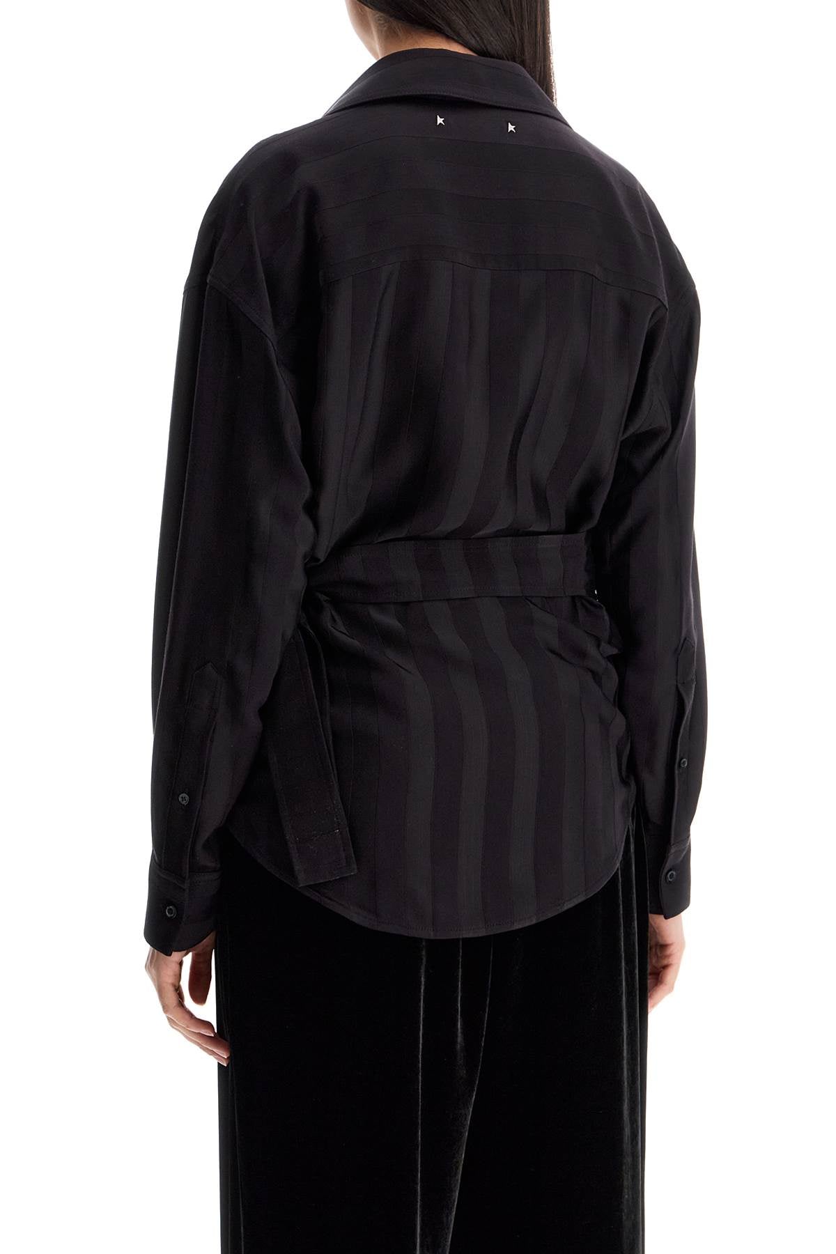 Golden Goose women's wrap shirt in night stripe viscose Topwear Golden Goose