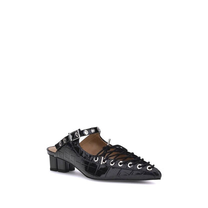 Ganni Black Polyethylene Mules Ganni