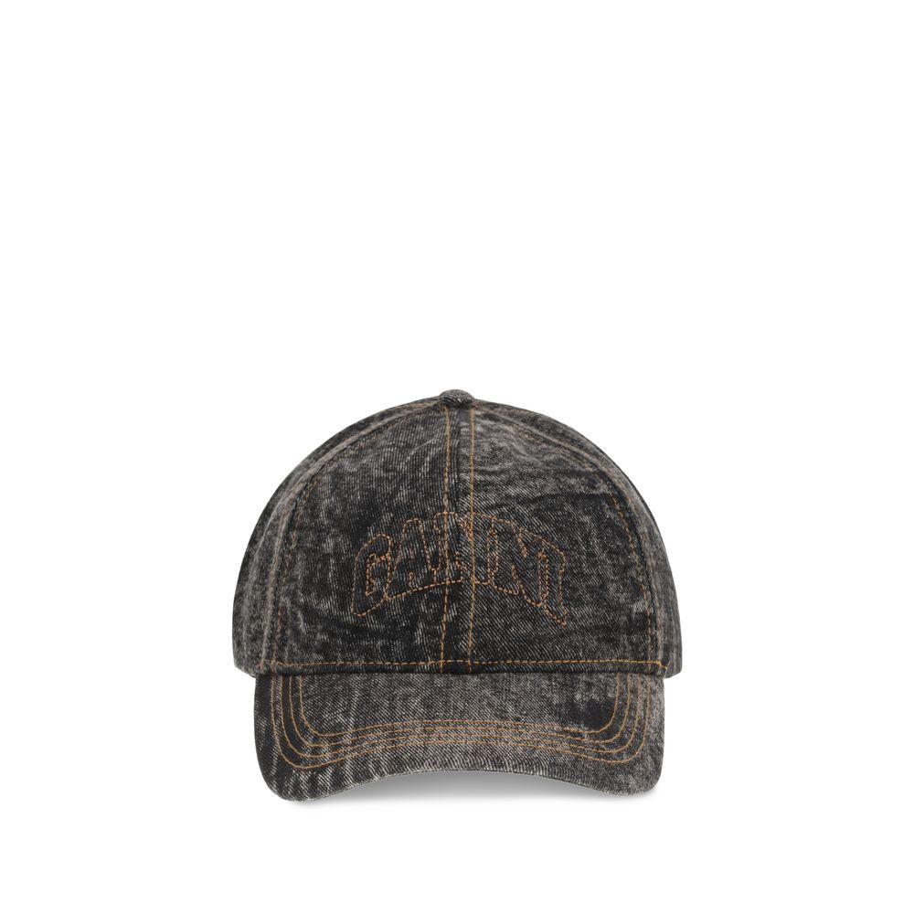 Ganni Gray Cotton Cap (Baseball Hat) Ganni