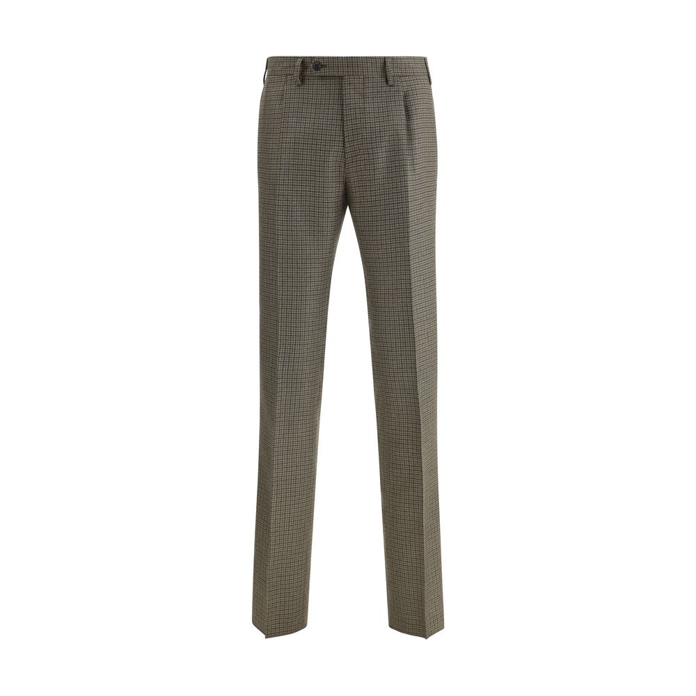 Germano Brown Fleece Wool Casual Pants Germano