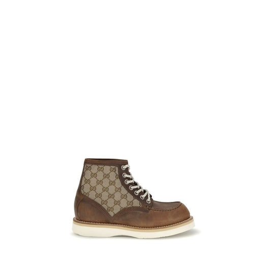 Gucci Brown Leather Lace-Up Boots Gucci