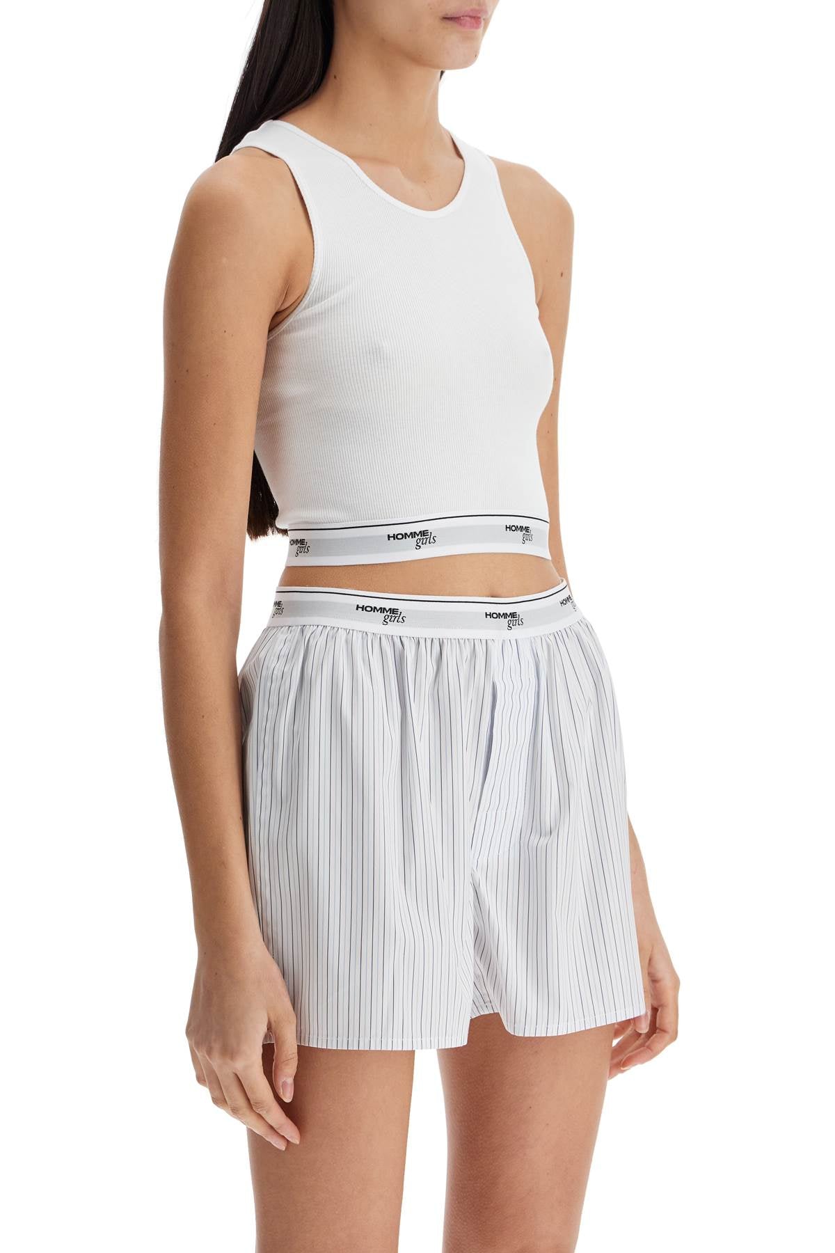 Homme Girls white cotton sleeveless crop top Topwear Homme Girls